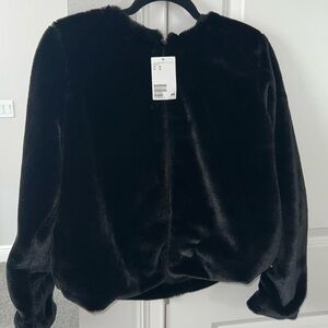 H&M black fur jacket